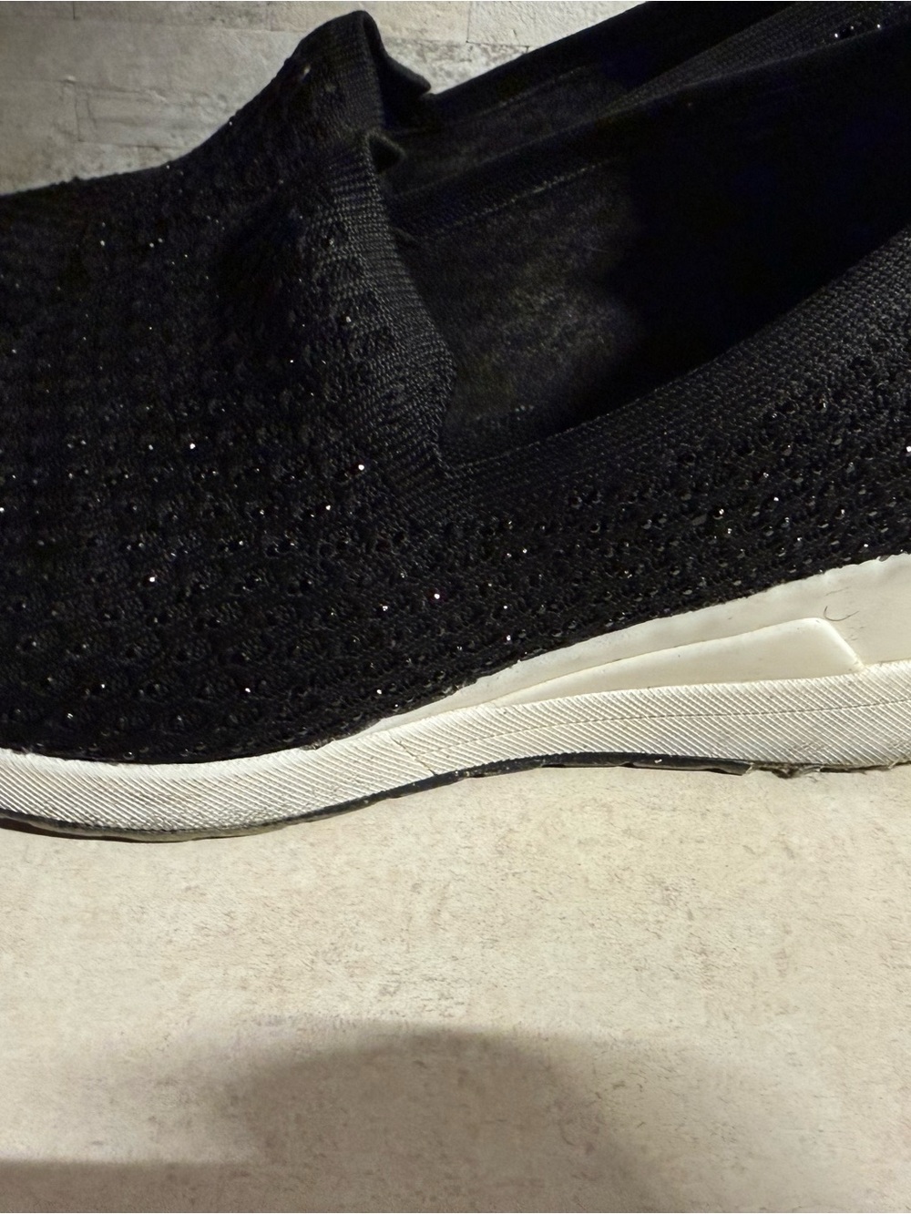 Women's Black Slip-On Knit Sneaker with Sparkle